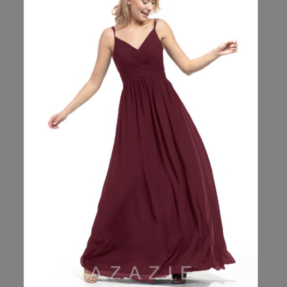 Azazie Blake Bridesmaids Dress in Cabernet.